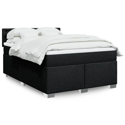 Box Spring Postel S Matrací Černá Textil Černá