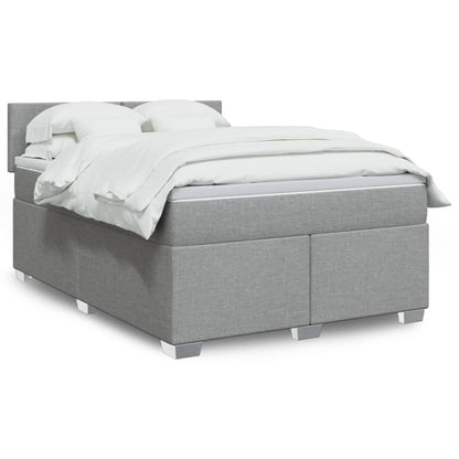 Box Spring Postel S Matrací Textil Světle Šedá
