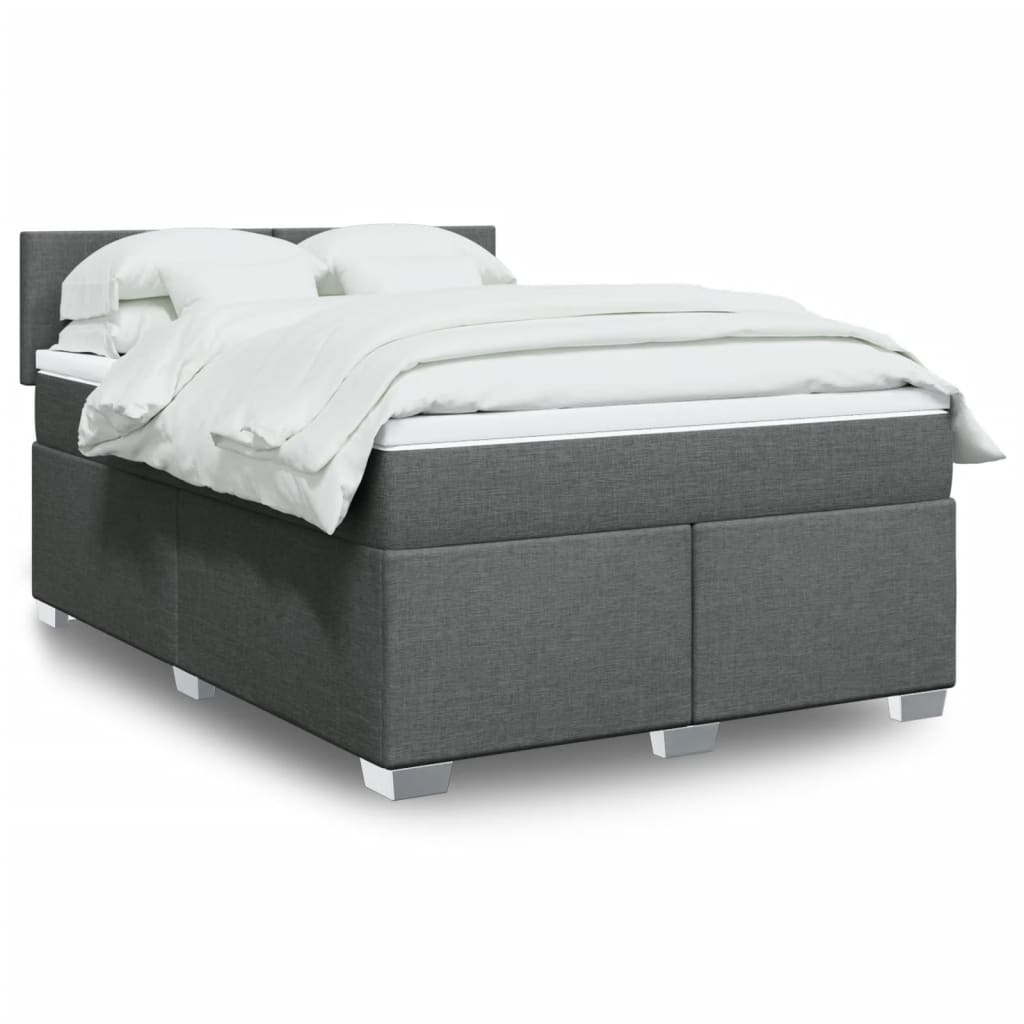 Box Spring Postel S Matrací Textil Tmavě Šedá