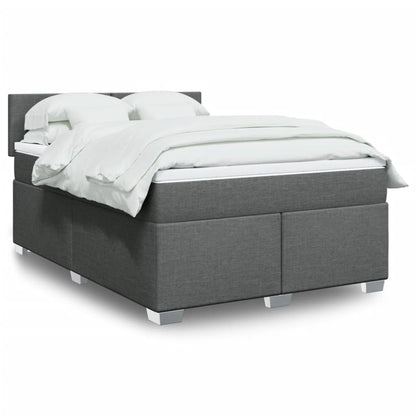 Box Spring Postel S Matrací Textil Tmavě Šedá