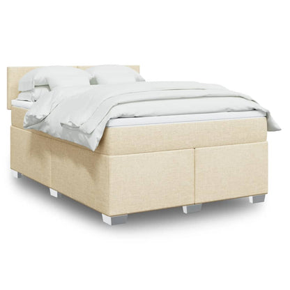 Box Spring Postel S Matrací Textil Krémová