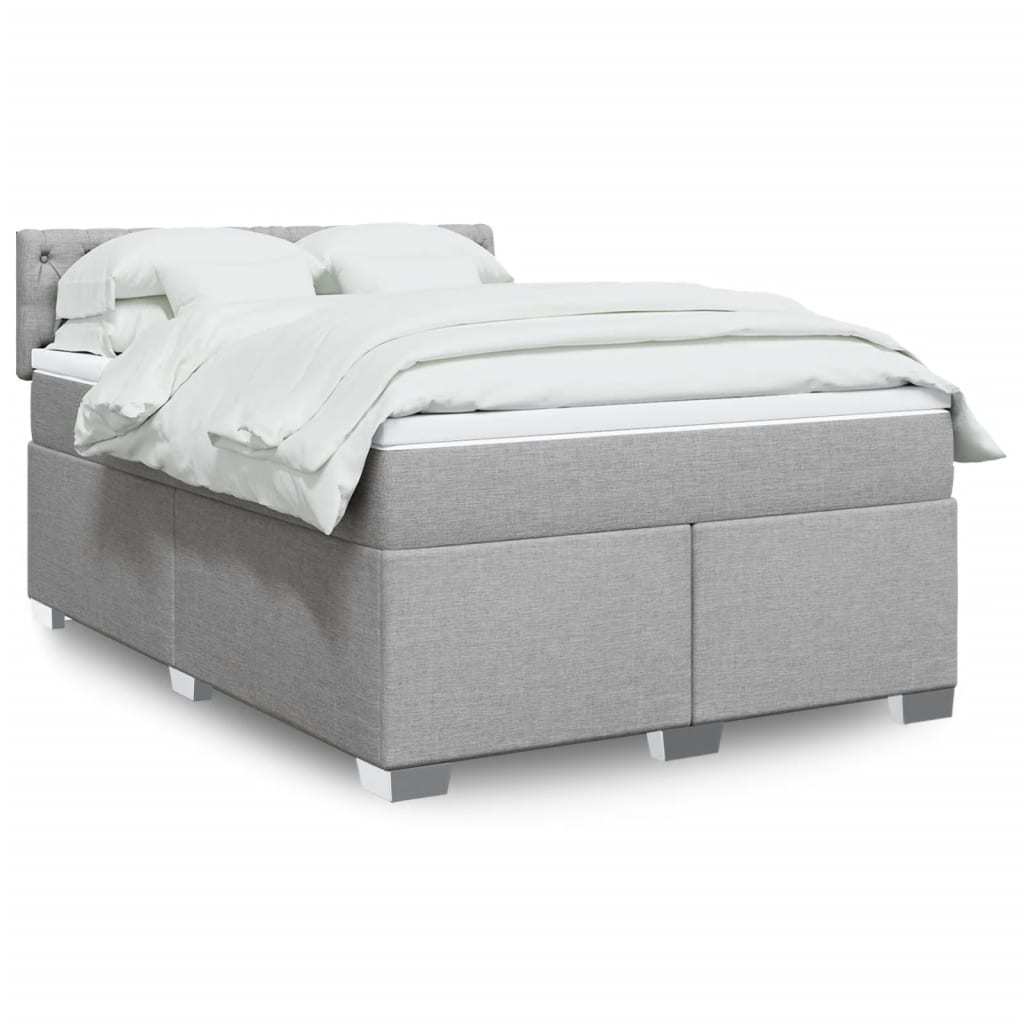 Box Spring Postel S Matrací Textil Světle Šedá