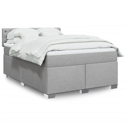 Box Spring Postel S Matrací Textil Světle Šedá