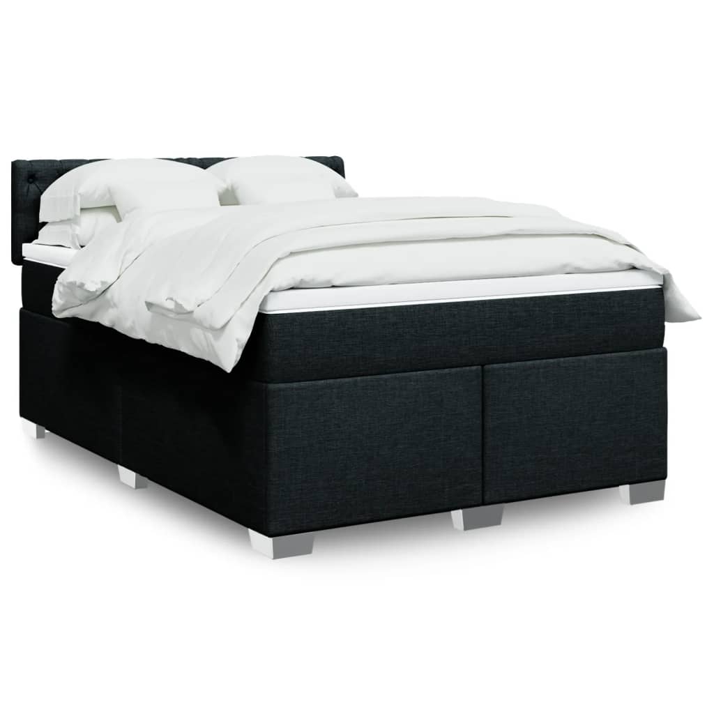 Box Spring Postel S Matrací Černá Textil Černá