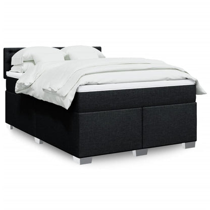 Box Spring Postel S Matrací Černá Textil Černá