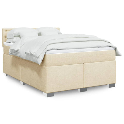 Box Spring Postel S Matrací Textil Krémová