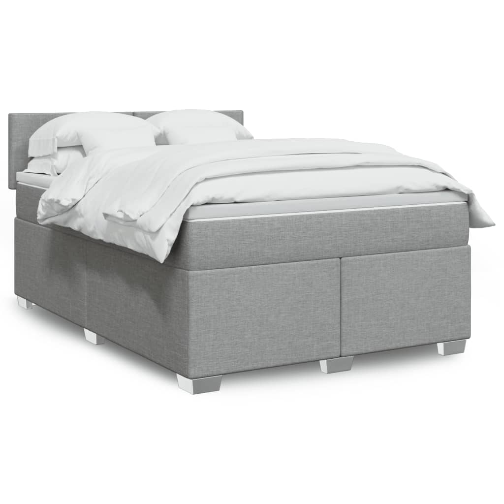 Box Spring Postel S Matrací Textil Světle Šedá