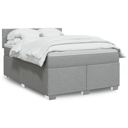 Box Spring Postel S Matrací Textil Světle Šedá