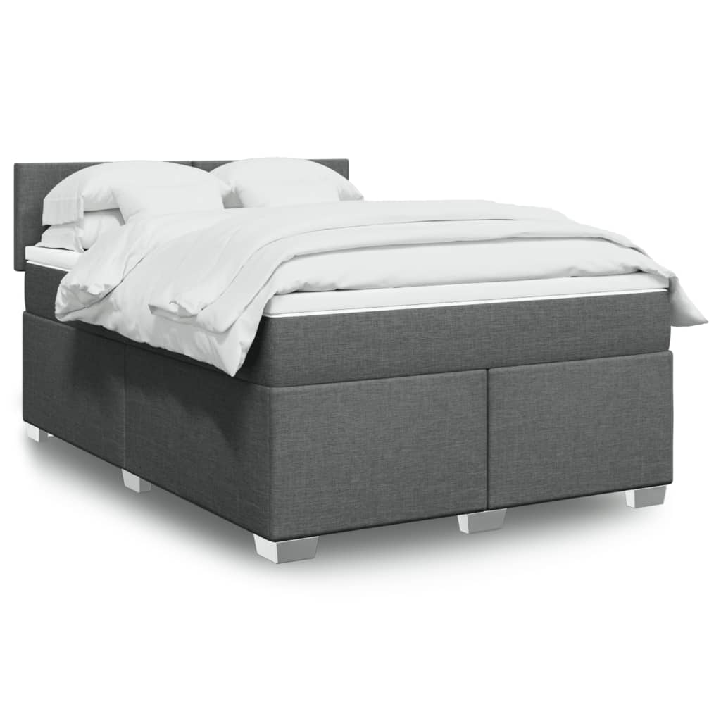 Box Spring Postel S Matrací Textil Tmavě Šedá