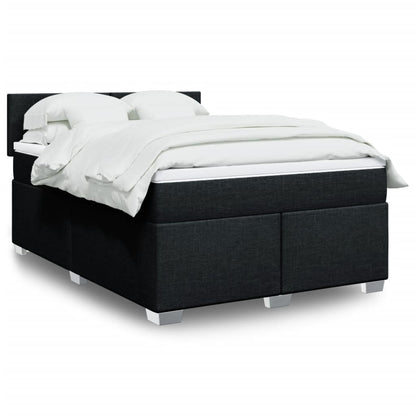 Box Spring Postel S Matrací Černá Textil Černá