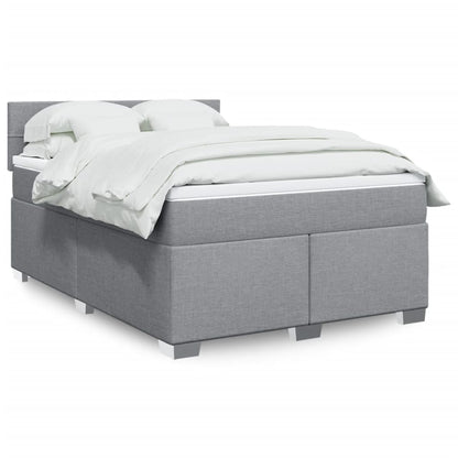 Box Spring Postel S Matrací Textil Světle Šedá