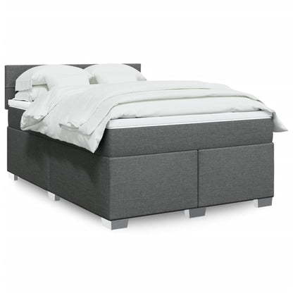 Box Spring Postel S Matrací Textil Tmavě Šedá