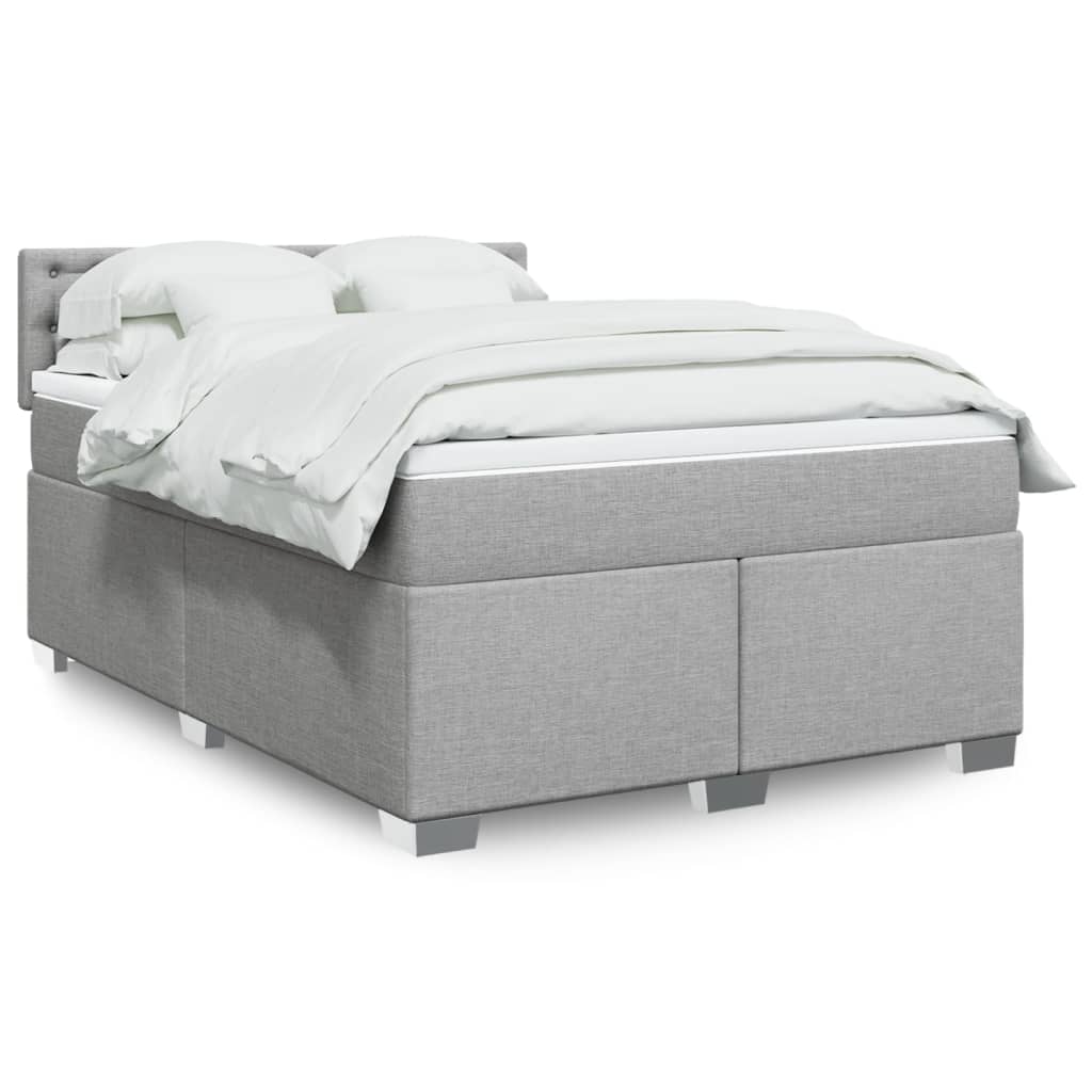 Box Spring Postel S Matrací Textil Světle Šedá