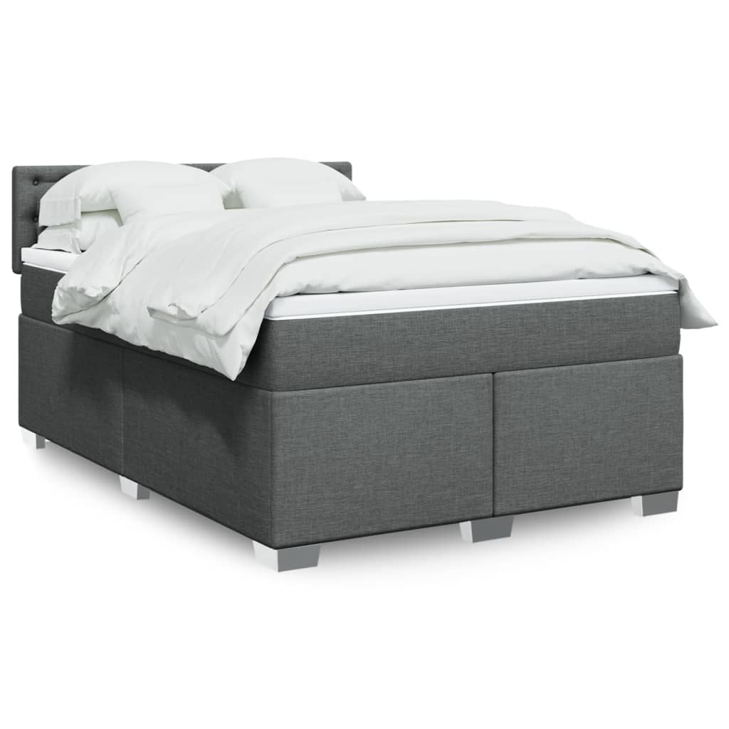 Box Spring Postel S Matrací Textil Tmavě Šedá