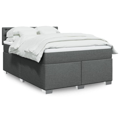 Box Spring Postel S Matrací Textil Tmavě Šedá