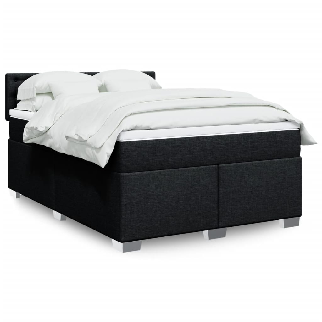 Box Spring Postel S Matrací Černá Textil Černá