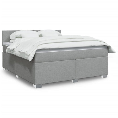 Box Spring Postel S Matrací Textil Světle Šedá