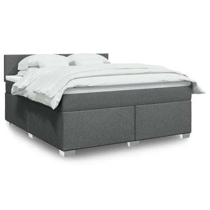 Box Spring Postel S Matrací Textil Tmavě Šedá