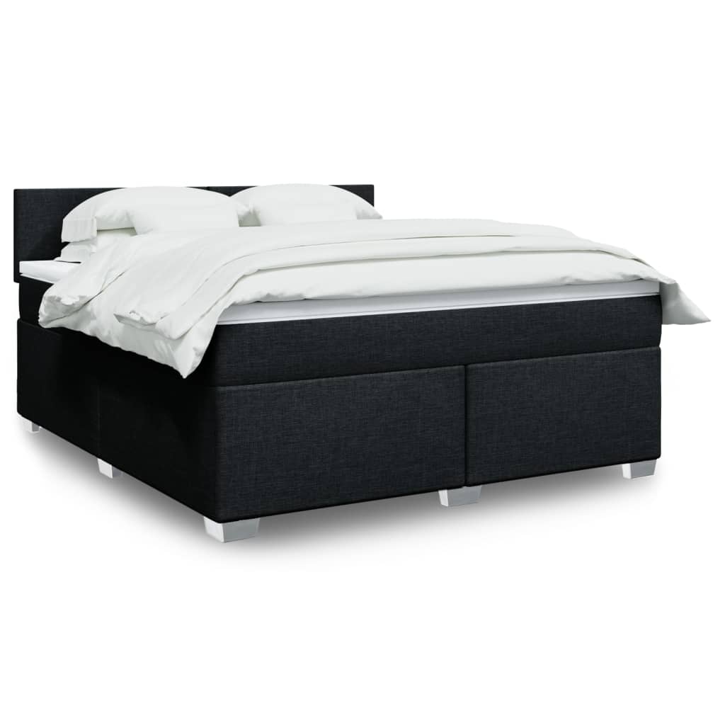 Box Spring Postel S Matrací Černá Textil Černá