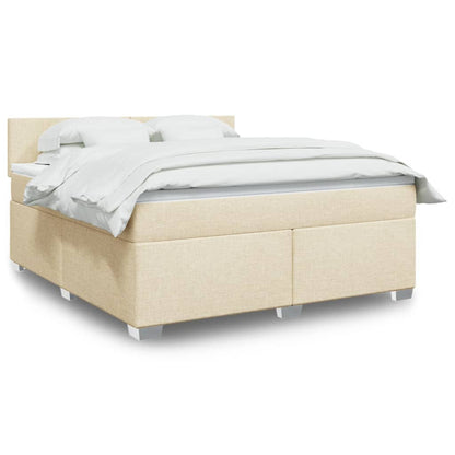 Box Spring Postel S Matrací Textil Krémová