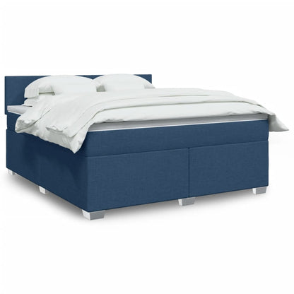 Box Spring Postel S Matrací Textil Modrá