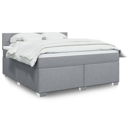 Box Spring Postel S Matrací Textil Světle Šedá