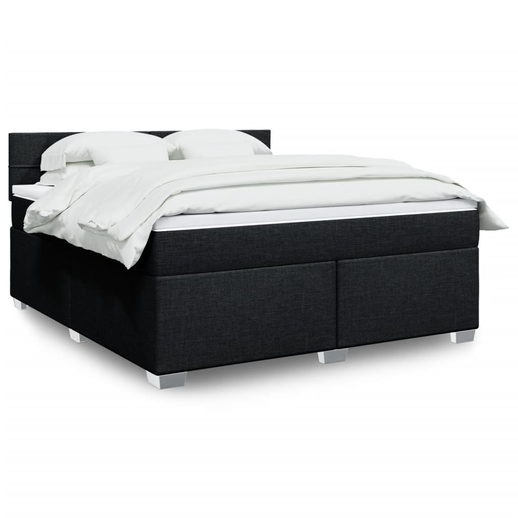 Box Spring Postel S Matrací Černá Textil Černá