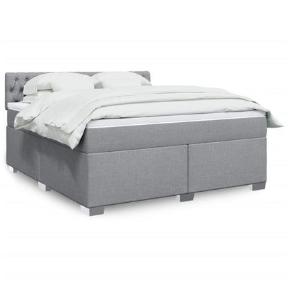 Box Spring Postel S Matrací Textil Světle Šedá