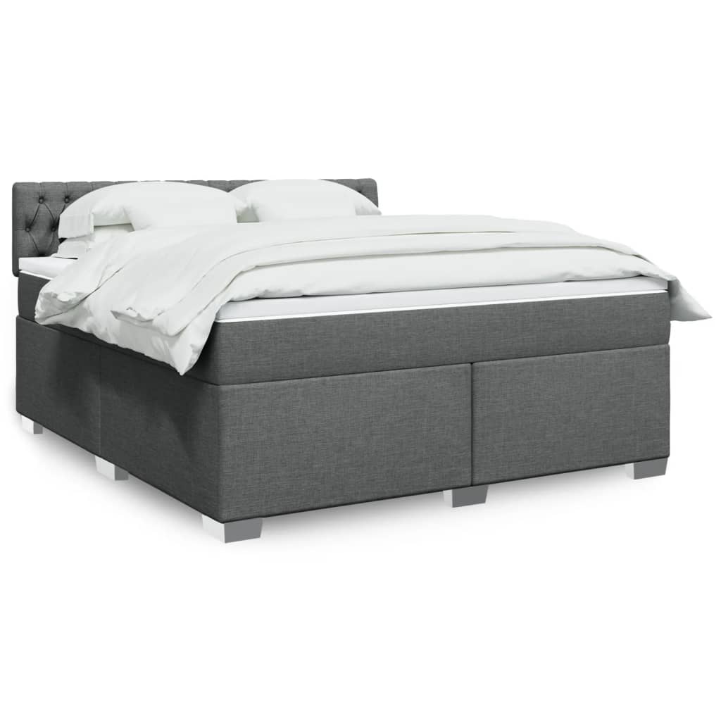 Box Spring Postel S Matrací Textil Tmavě Šedá