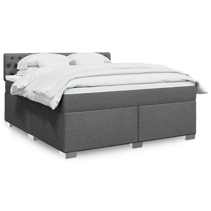 Box Spring Postel S Matrací Textil Tmavě Šedá