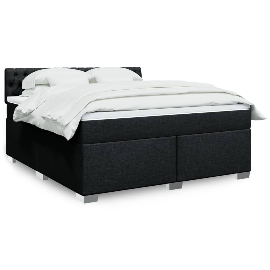 Box Spring Postel S Matrací Černá Textil Černá