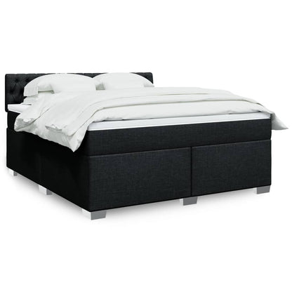 Box Spring Postel S Matrací Černá Textil Černá