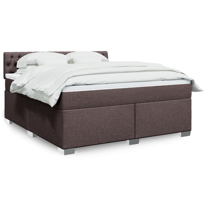 Box Spring Postel S Matrací Textil Tmavě Hnědá