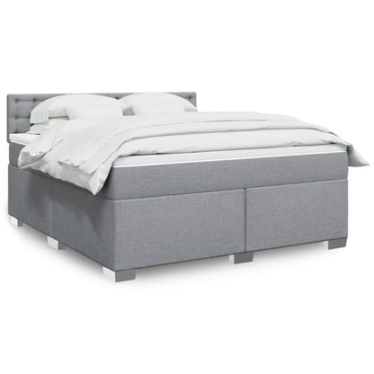 Box Spring Postel S Matrací Textil Světle Šedá