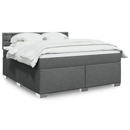 Box Spring Postel S Matrací Textil Tmavě Šedá