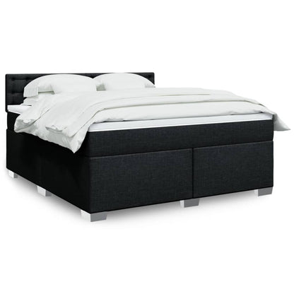Box Spring Postel S Matrací Černá Textil Černá