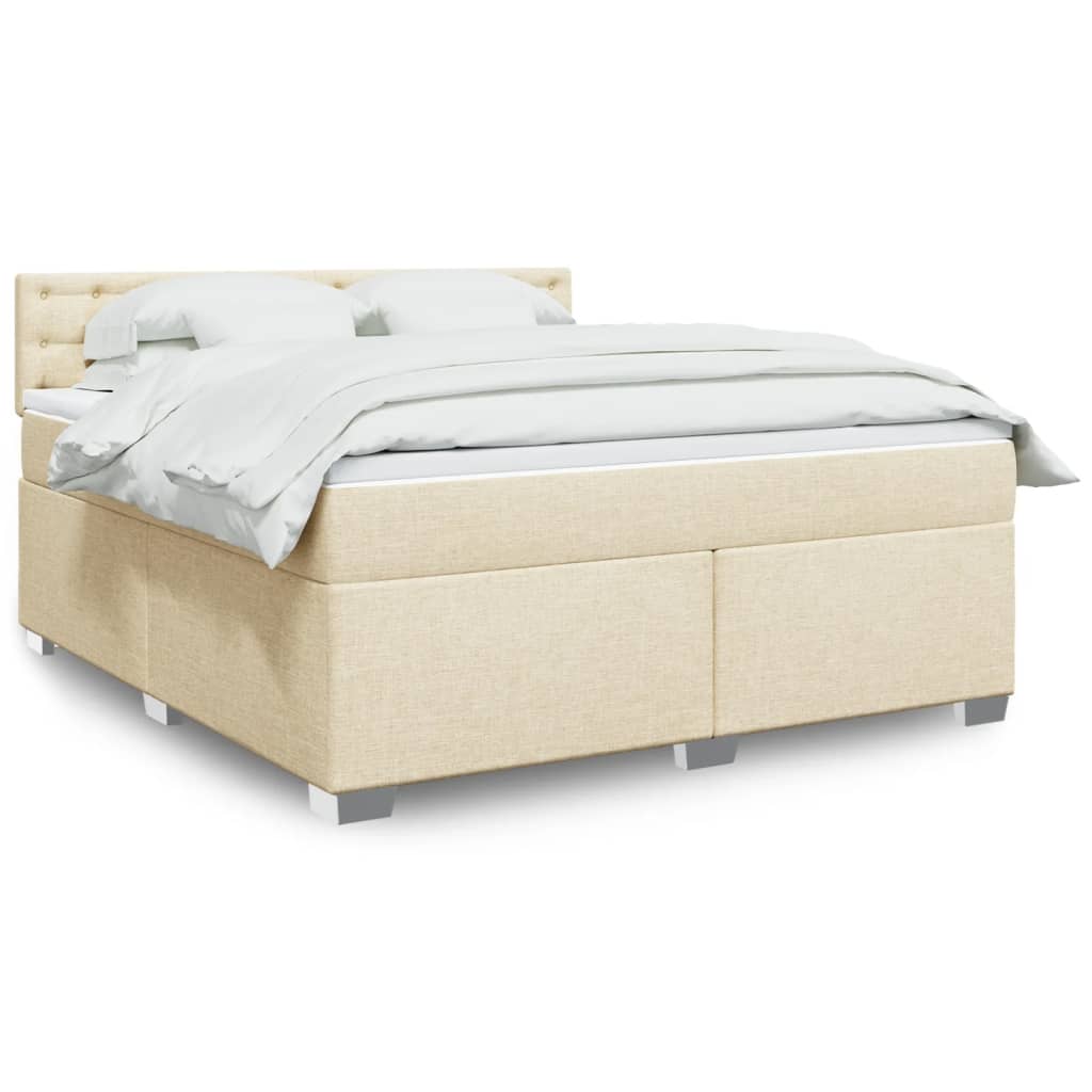 Box Spring Postel S Matrací Textil Krémová