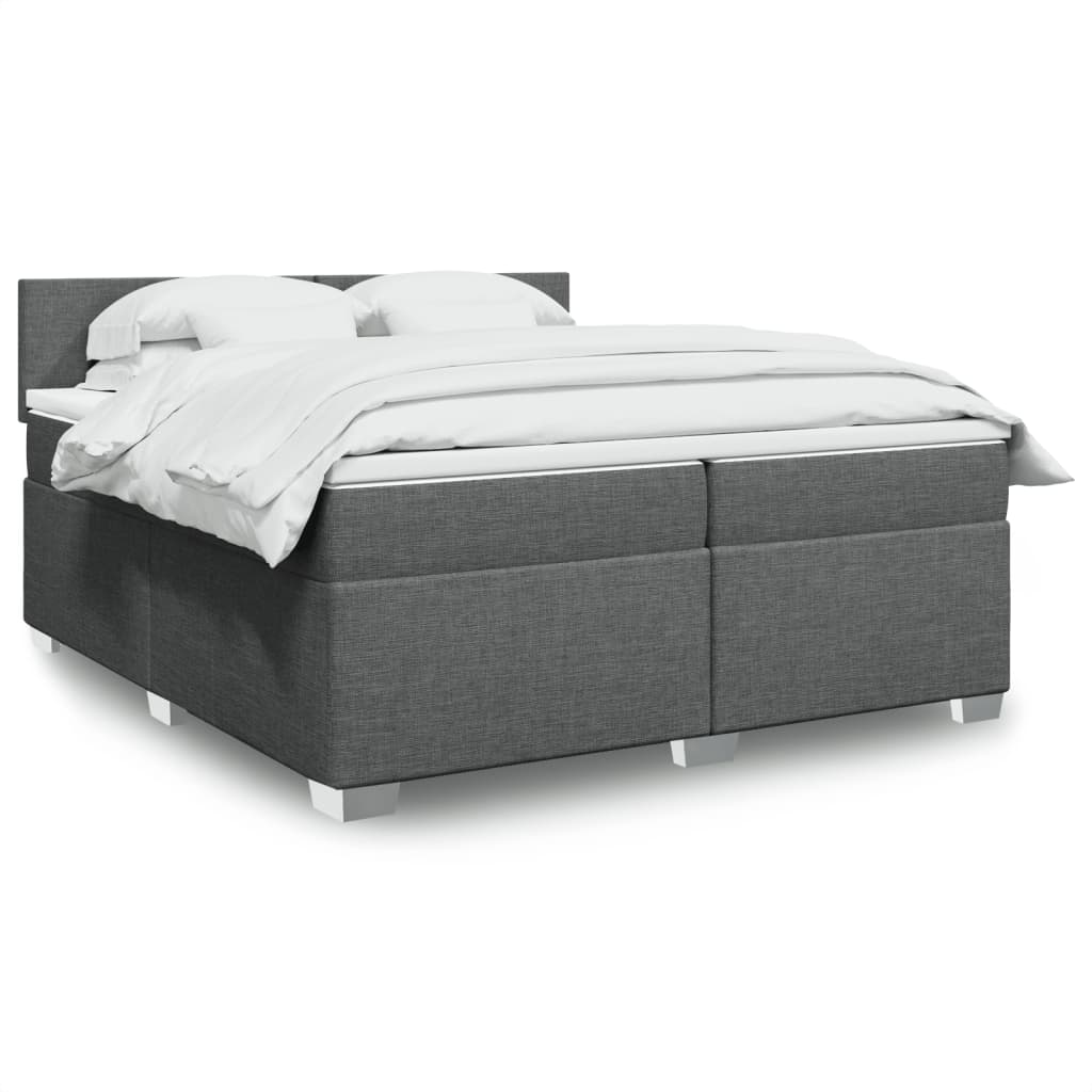 Box Spring Postel S Matrací Textil Tmavě Šedá