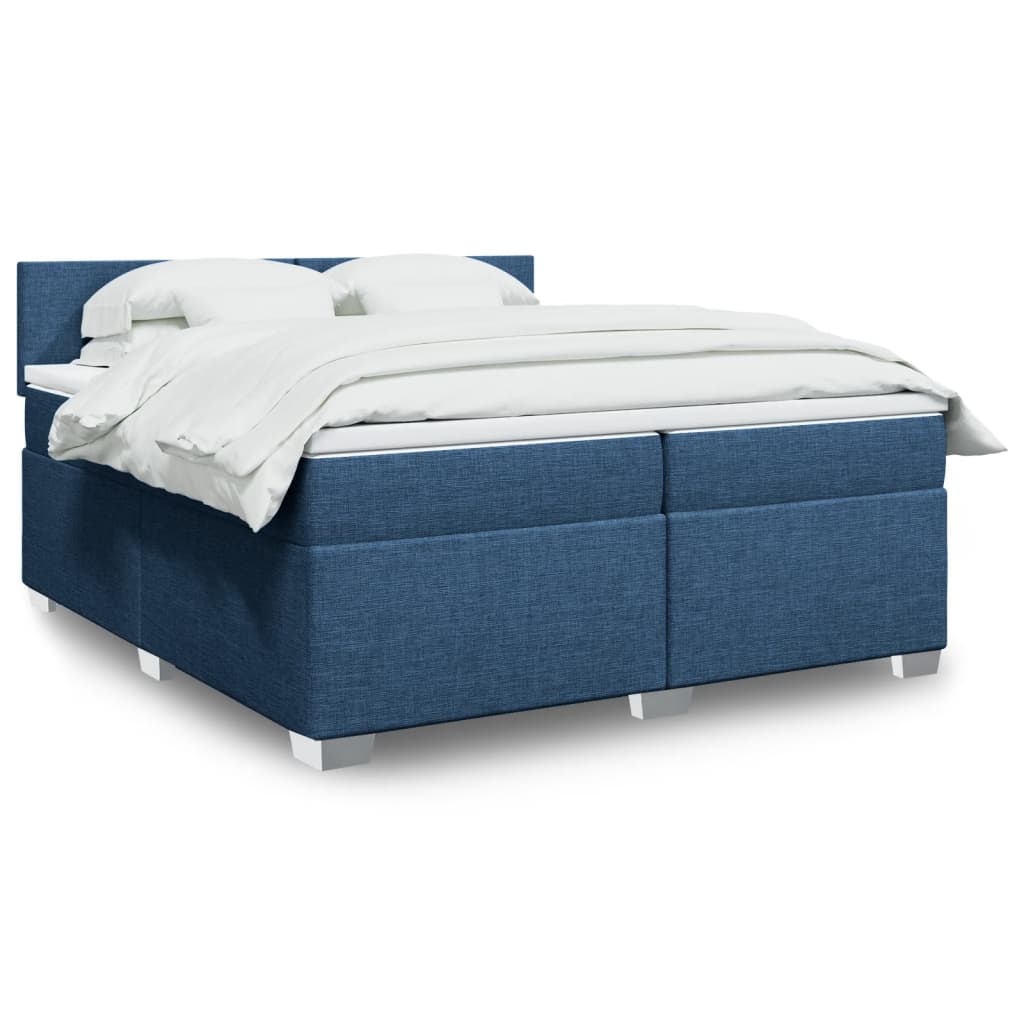 Box Spring Postel S Matrací Textil Modrá