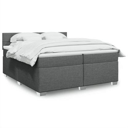 Box Spring Postel S Matrací Textil Tmavě Šedá