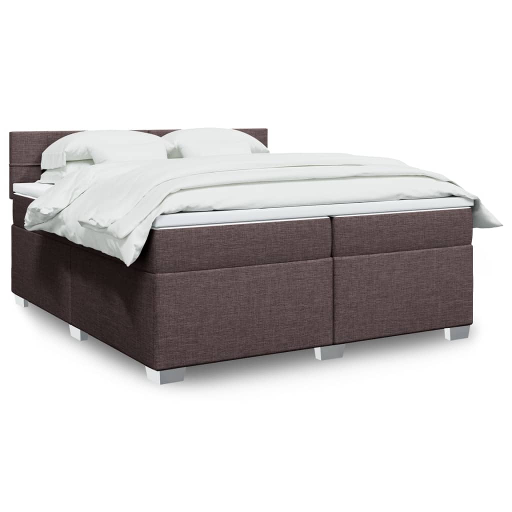 Box Spring Postel S Matrací Textil Tmavě Hnědá
