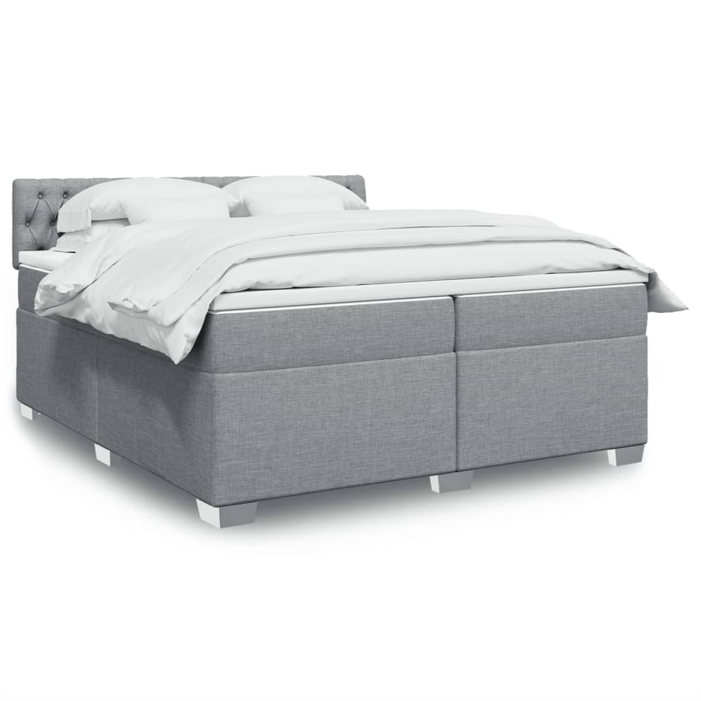 Box Spring Postel S Matrací Textil Světle Šedá