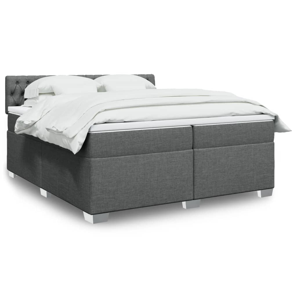 Box Spring Postel S Matrací Textil Tmavě Šedá