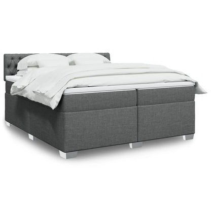 Box Spring Postel S Matrací Textil Tmavě Šedá
