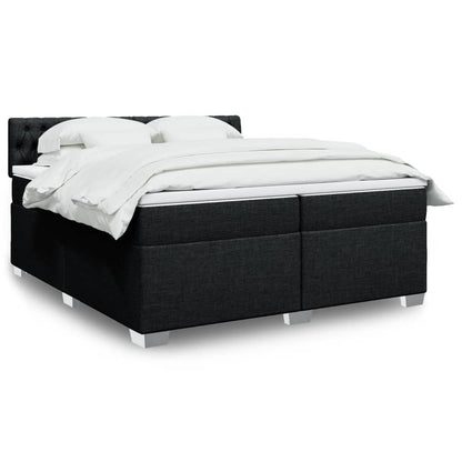 Box Spring Postel S Matrací Černá Textil Černá