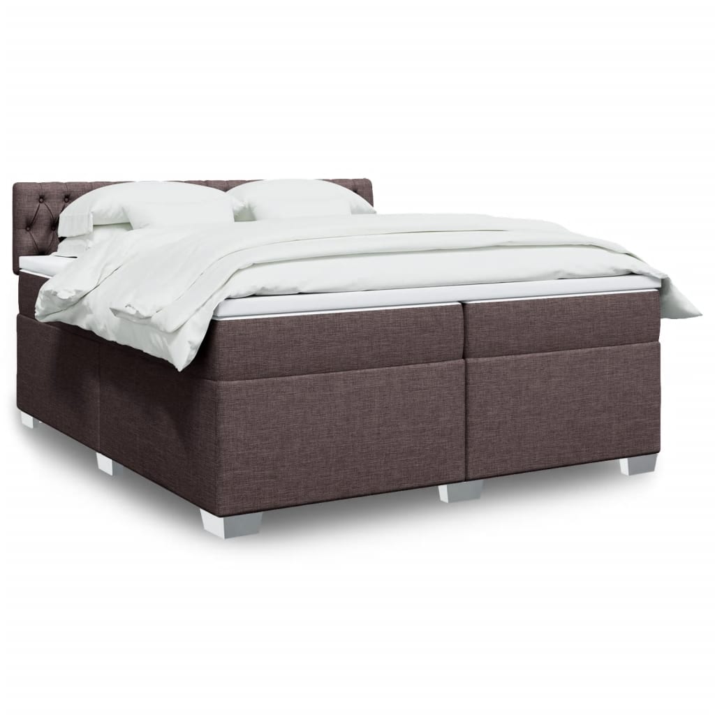 Box Spring Postel S Matrací Textil Tmavě Hnědá