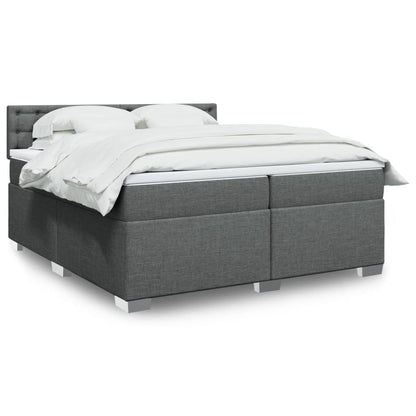 Box Spring Postel S Matrací Textil Tmavě Šedá
