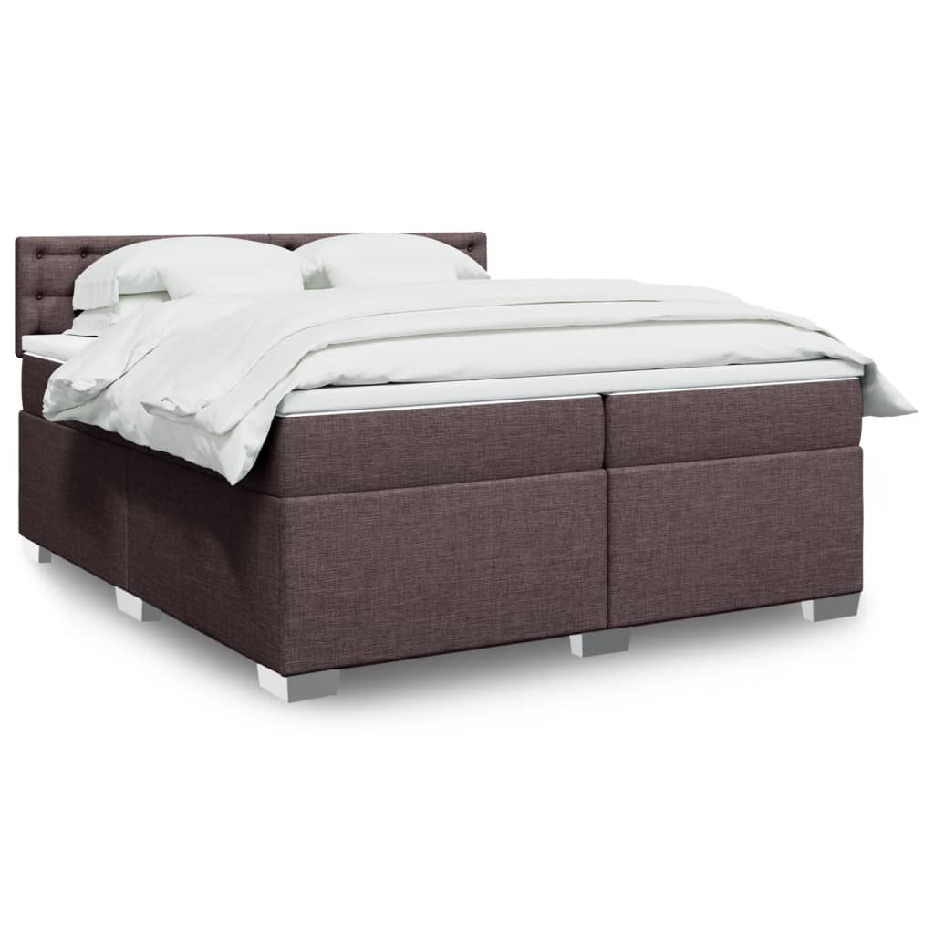 Box Spring Postel S Matrací Textil Tmavě Hnědá
