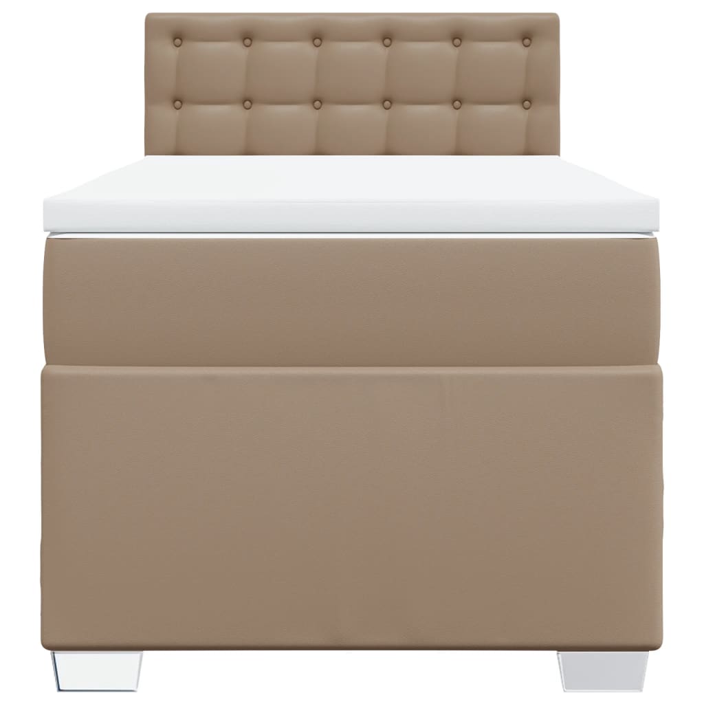 Box Spring Postel S Matrací Cappuccino 90X190 Cm Umělá Kůže