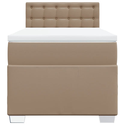Box Spring Postel S Matrací Cappuccino 90X190 Cm Umělá Kůže
